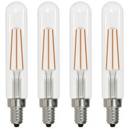 Bulbrite 862781 LED4T8/27K/FIL-4PK LED Filament Pack of (4) 4.5 Watt Dimmable T8 Light Bulb with Clear Glass Finish and Candelabra (E12) Base – 2700K (Warm White Light), 450 Lumens