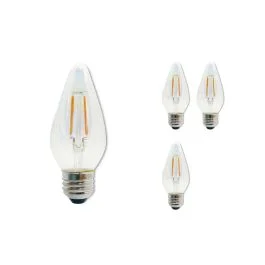 Bulbrite 862789 LED4F15/27K/FIESTA/CLR-4PK Fiesta Pack of (4) 4 Watt Dimmable F15 LED Filament Light Bulb with Clear Iridescent Glass Finish and Medium (E26) Base – 2700K (Warm White Light), 320 Lumens