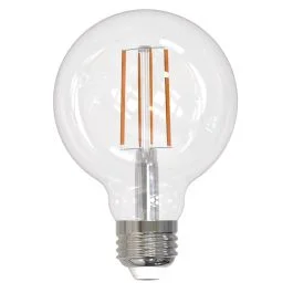 Bulbrite 862850 LED13G25/27K/FIL/3/JA8-4PK 4.5 Watt Dimmable G25 Light Bulbs with a Clear Finish and Medium (E26) Base – 2100K (Warm Amber Light), 350 Lumens-4pk
