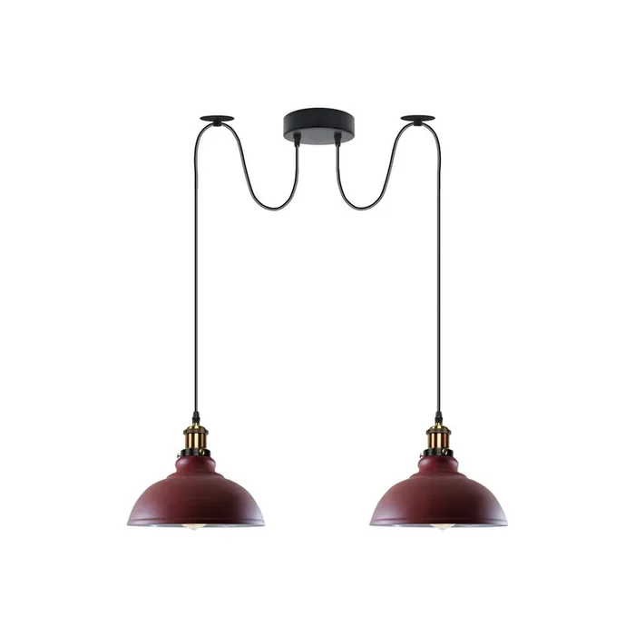 Burgundy Vintage Spider 2 Pendant Ceiling Light – With Bulbs