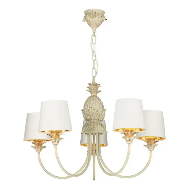Cabana 5 Light Cream Gold Pendant Light