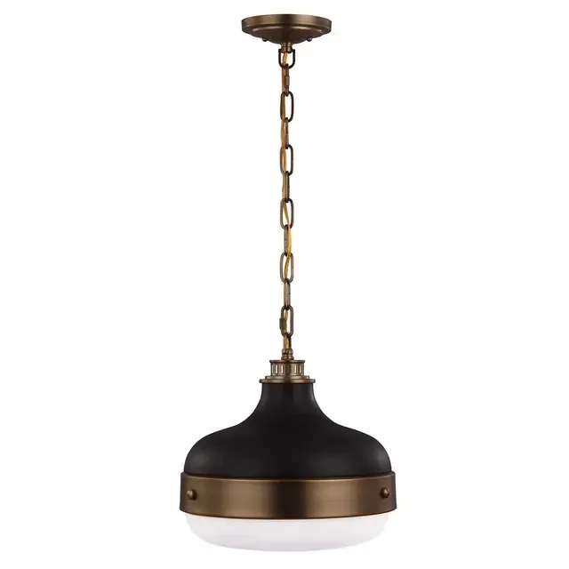 Cadence 2 Light Matte Black with Dark Antique Brass Pendant Light