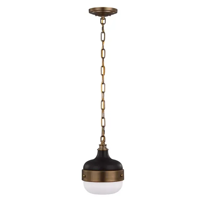 Cadence Matte Black with Dark Antique Brass Pendant Light
