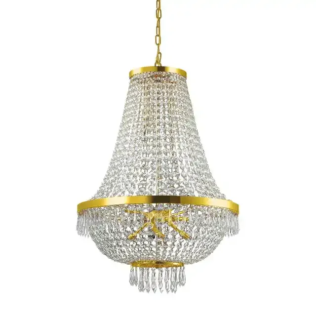 Caesar PL12 12 Light Gold with Crystal Beads Chandelier