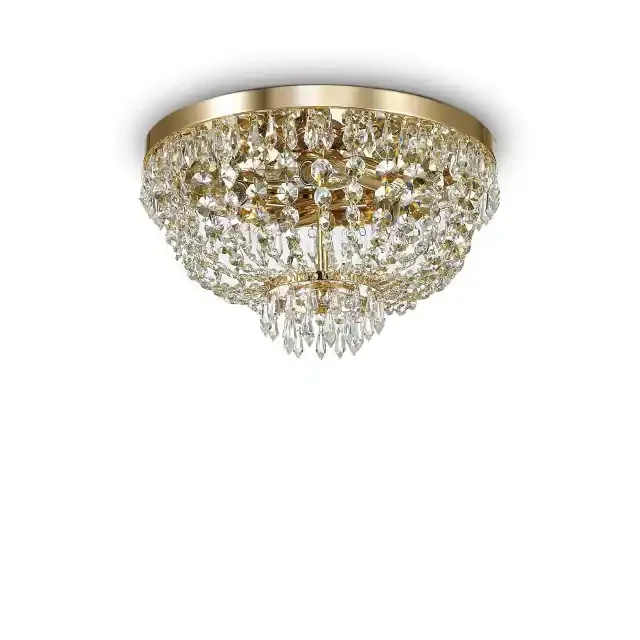 Caesar PL5 5 Light Gold with Crystal Beads Flush Ceiling Light