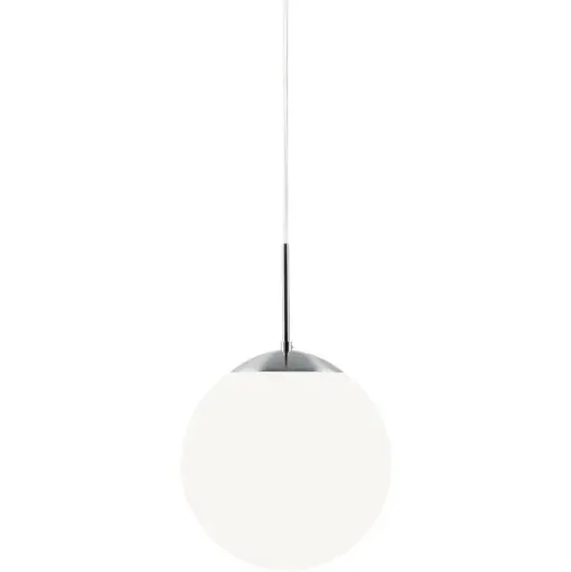 Cafe 20 Silver with White Opal Glass Globe Pendant Light