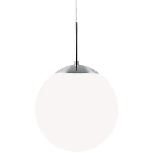 Cafe 30 Silver with White Opal Glass Globe Pendant Light