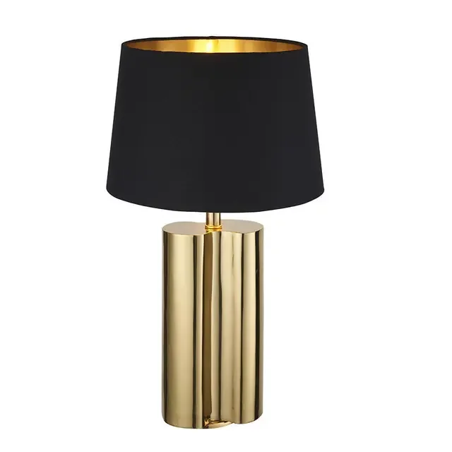 Calan Gold Effect with Black Cotton Tapered Shade Table Lamp