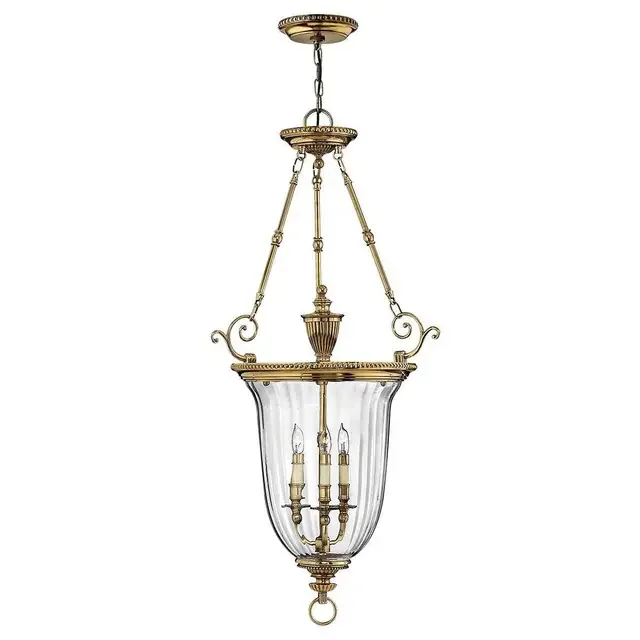 Cambridge 3 Light Burnished Brass 106cm Pendant Light