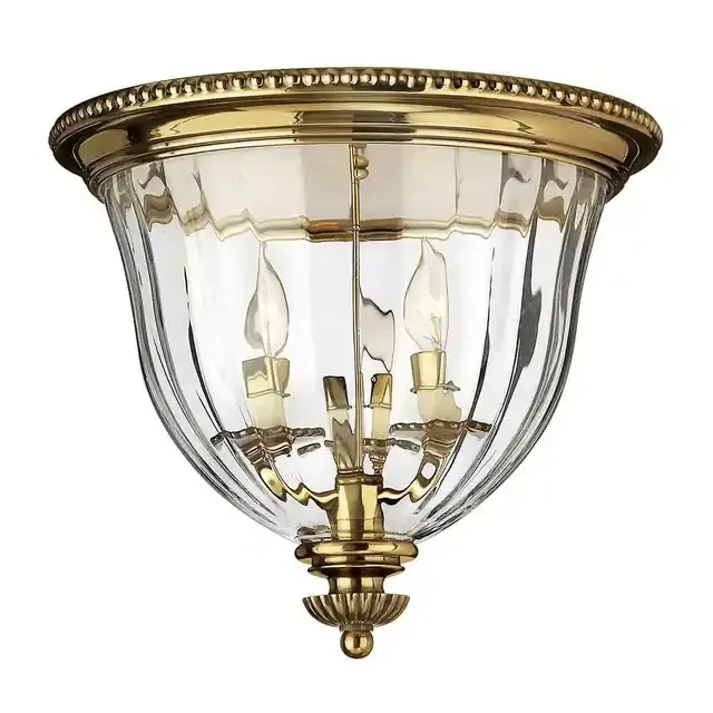 Cambridge 3 Light Burnished Brass Flush Ceiling Light
