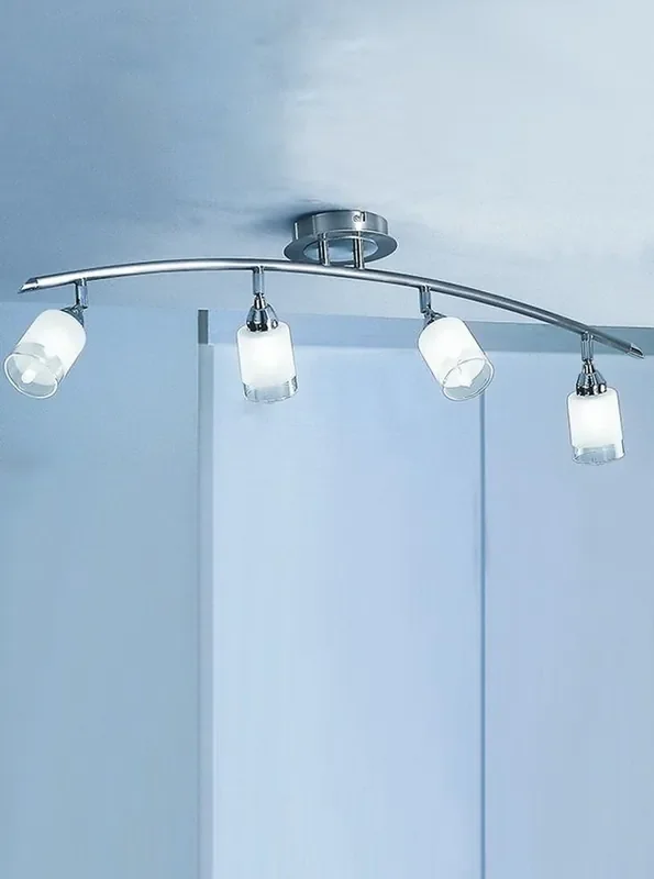 Campani 4 Light Chrome and Satin Nickel with Clear Edged Acid Glass Semi Flush Ceiling Light