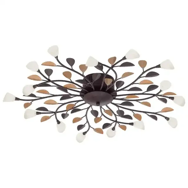 Campania Antique Brown and Gold with White Chalked Glass Shade Ceiling Light