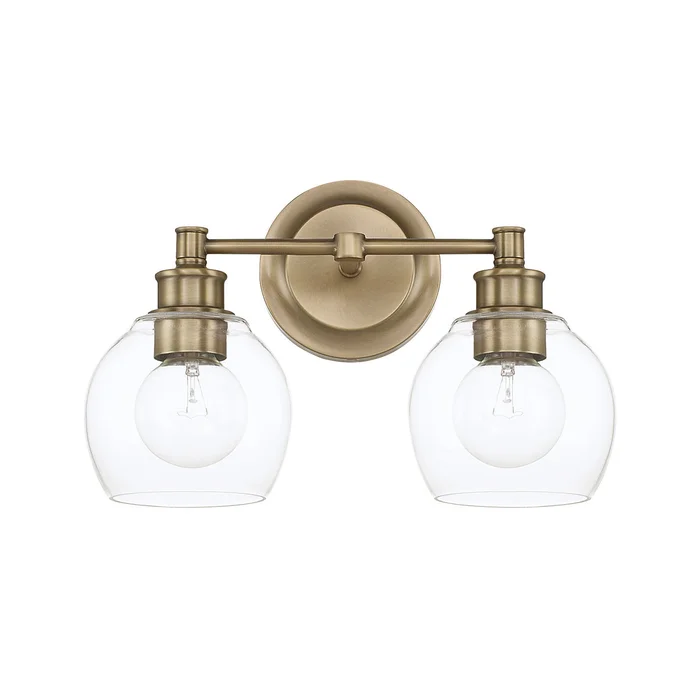 Capital Lighting 121121AD-426 Mid Century Two Light Vanity, Aged Brass