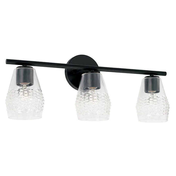 Capital Lighting 145031MB-524 Dena Three Light Vanity, Matte Black