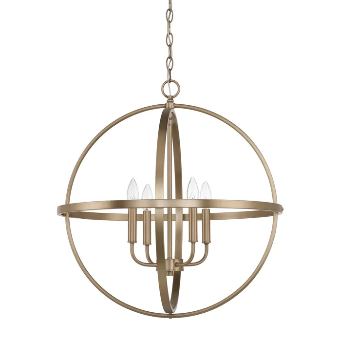 Capital Lighting 317542AD Hartwell Four Light Pendant, Aged Brass