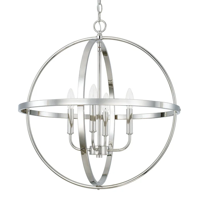 Capital Lighting 317542PN Hartwell Four Light Pendant, Polished Nickel