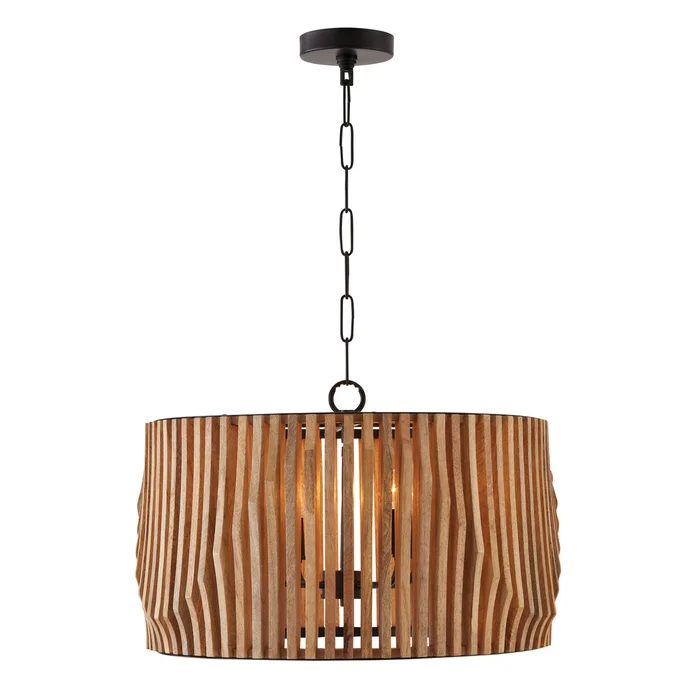 Capital Lighting 344642WK Archer Four Light Pendant, Light Wood and Matte Black