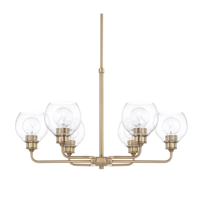 Capital Lighting 421161AD-426 Mid Century Six Light Chandelier, Aged Brass