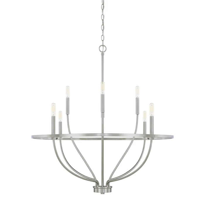 Capital Lighting 428581BN Greyson Eight Light Chandelier, Brushed Nickel
