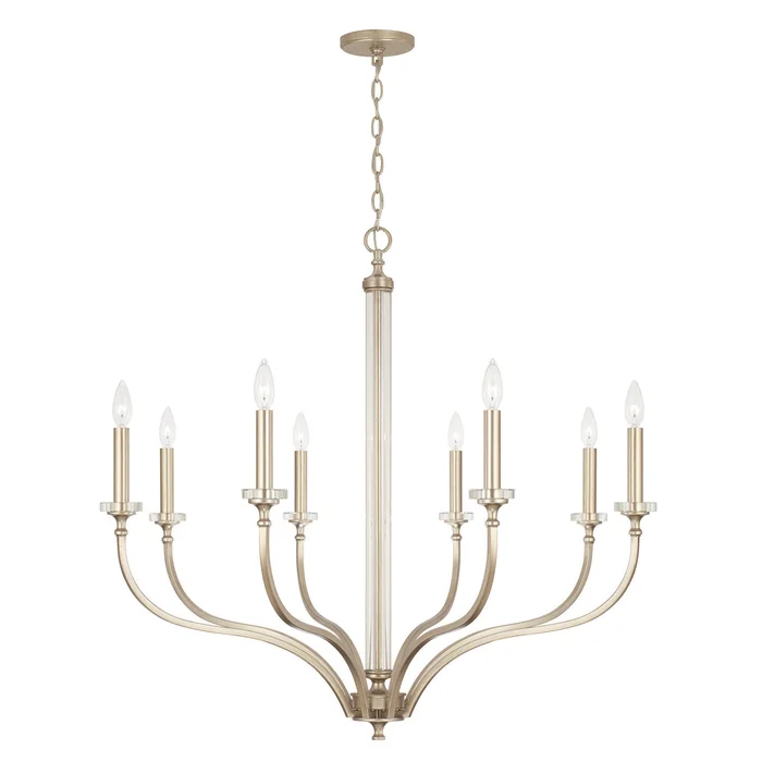 Capital Lighting 444881BS Breigh Eight Light Chandelier, Brushed Champagne