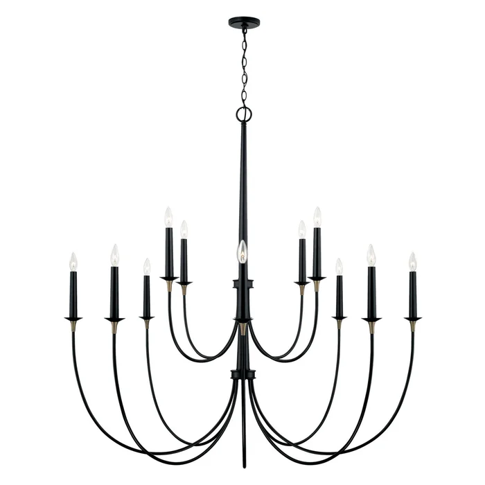 Capital Lighting 445601KB Amara 12 Light Chandelier, Matte Black with Brass