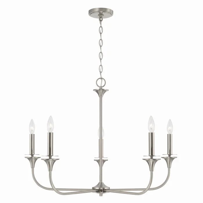 Capital Lighting 448951BN Presley Five Light Chandelier, Brushed Nickel