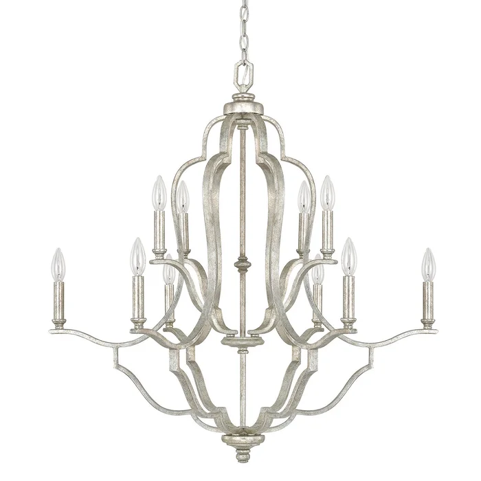 Capital Lighting 4940AS-000 Blair Ten Light Chandelier, Antique Silver