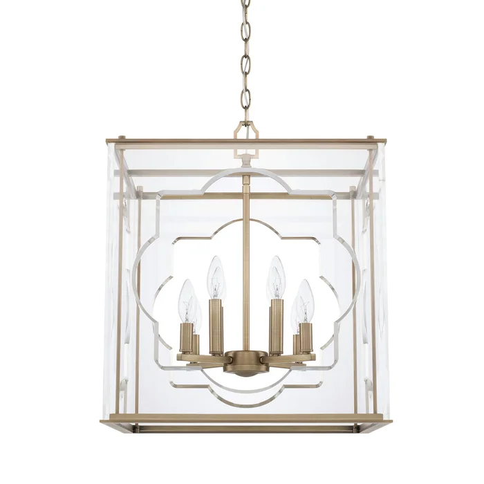Capital Lighting 525681AD Aria Eight Light Foyer Pendant, Aged Brass