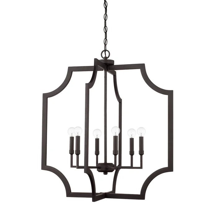 Capital Lighting 526161BI Lesley Six Light Foyer Pendant, Black Iron