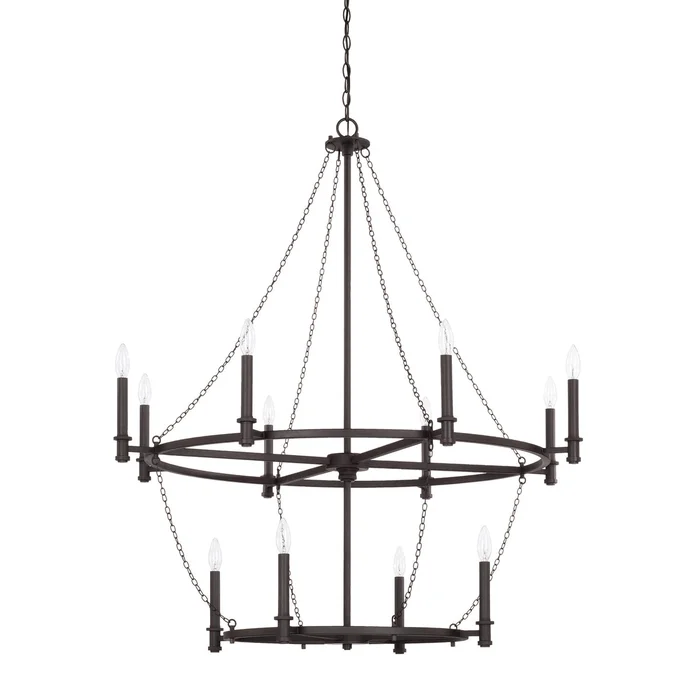 Capital Lighting 528701BI Lancaster 12 Light Chandelier, Black Iron