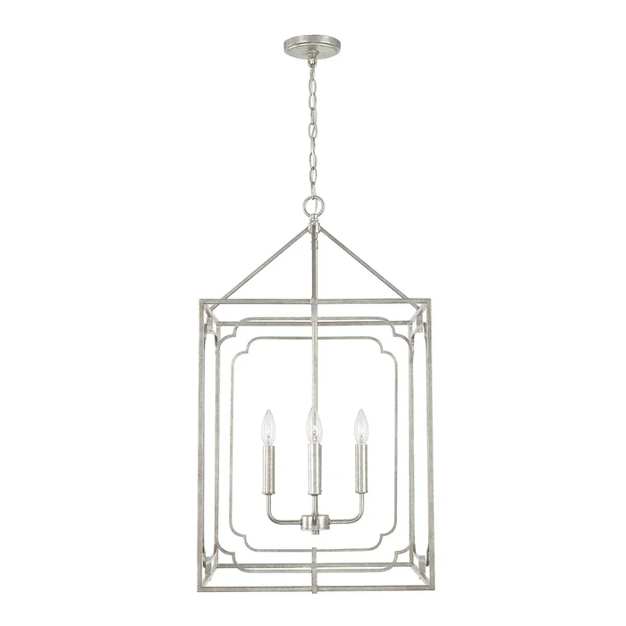 Capital Lighting 543441AS Merrick Four Light Foyer Pendant, Antique Silver