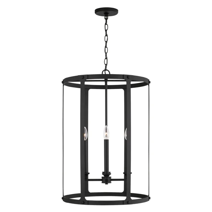 Capital Lighting 544941BI Brennen Four Light Foyer Pendant, Black Iron
