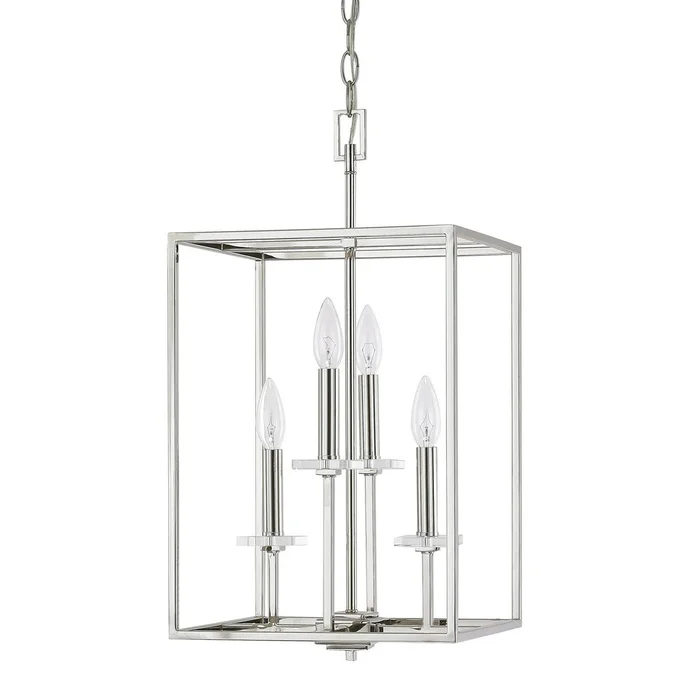 Capital Lighting 7001PN Morgan Four Light Foyer Pendant, Polished Nickel