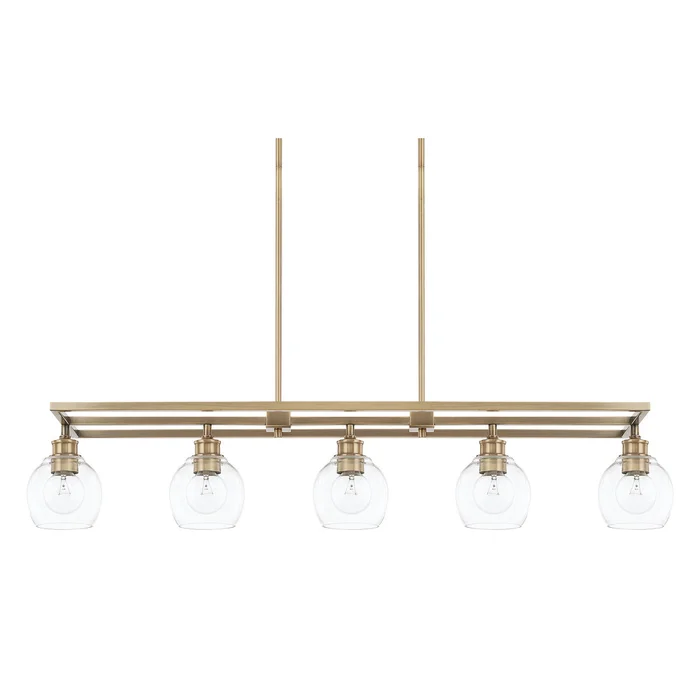 Capital Lighting 821151AD-426 Mid Century Five Light Island Pendant, Aged Brass