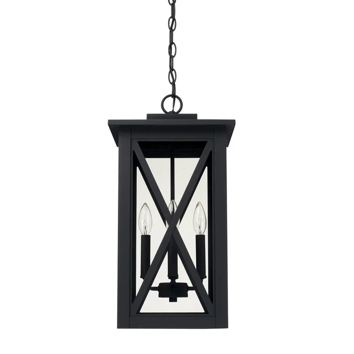 Capital Lighting 926642BK Avondale Four Light Outdoor Hanging Lantern, Black