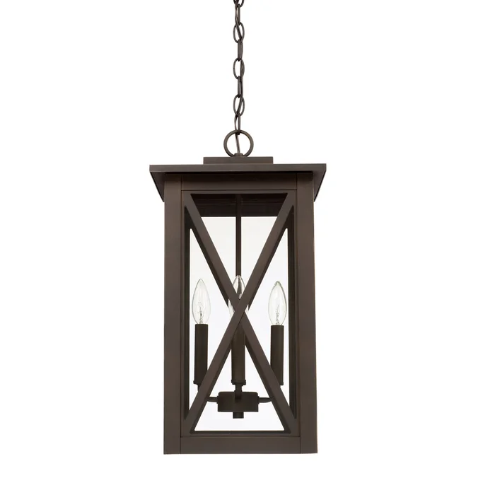 Capital Lighting 926642OZ Avondale Four Light Outdoor Hanging Lantern, Oiled Bronze