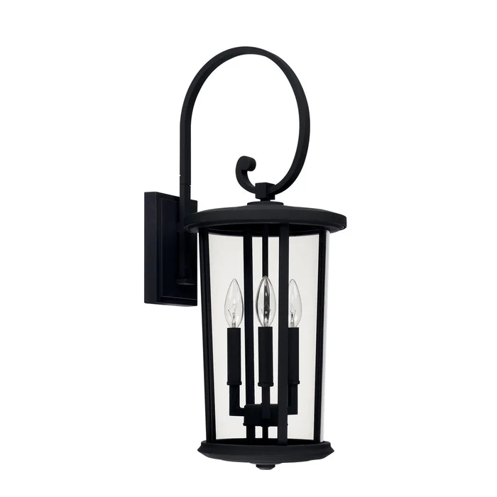 Capital Lighting 926731BK Howell Three Light Outdoor Wall Lantern, Black