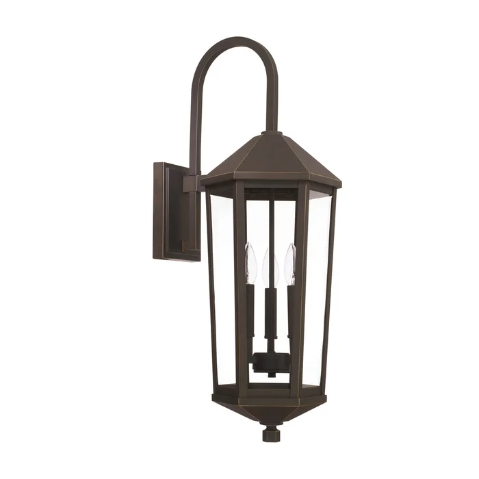 Capital Lighting 926931OZ Ellsworth Three Light Outdoor Wall Lantern, Oiled Bronze