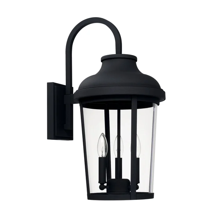 Capital Lighting 927031BK Dunbar Three Light Outdoor Wall Lantern, Black