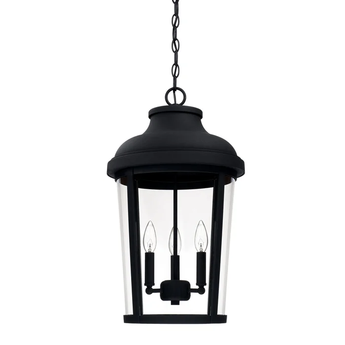 Capital Lighting 927033BK Dunbar Three Light Outdoor Hanging Lantern, Black