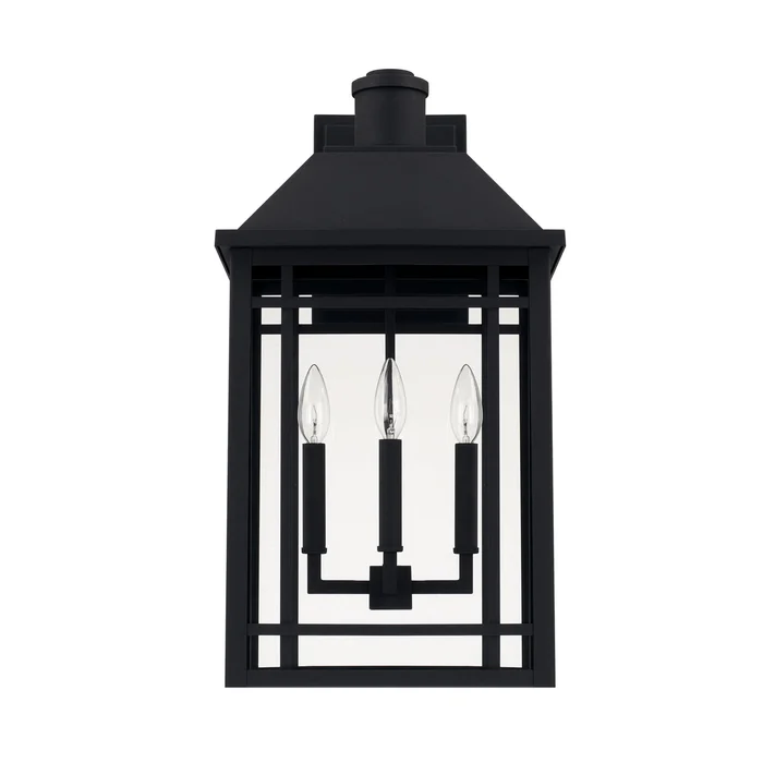 Capital Lighting 927131BK Braden Three Light Outdoor Wall Lantern, Black