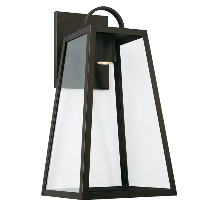 Capital Lighting 943713OZ-GL Leighton One Light Outdoor Wall Lantern, Oiled Bronze