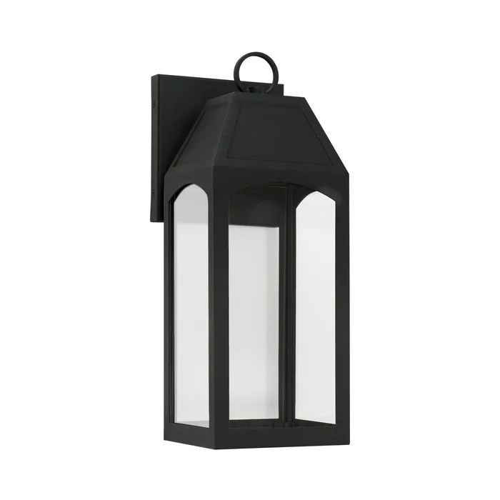 Capital Lighting 946311BK-GL Burton One Light Outdoor Wall Lantern, Black