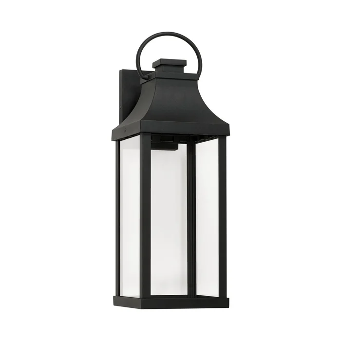 Capital Lighting 946421BK-GL Bradford One Light Outdoor Wall Lantern, Black