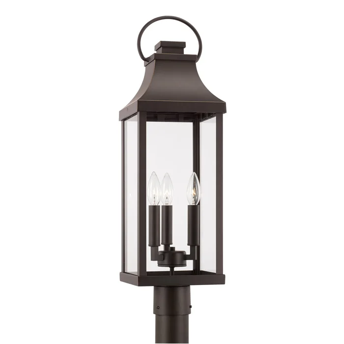 Capital Lighting 946432OZ Bradford Three Light Outdoor Post Lantern, Oiled Bronze
