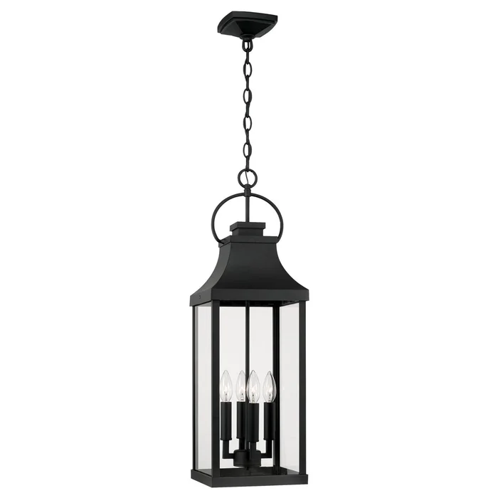 Capital Lighting 946442BK Bradford Four Light Outdoor Hanging Lantern, Black