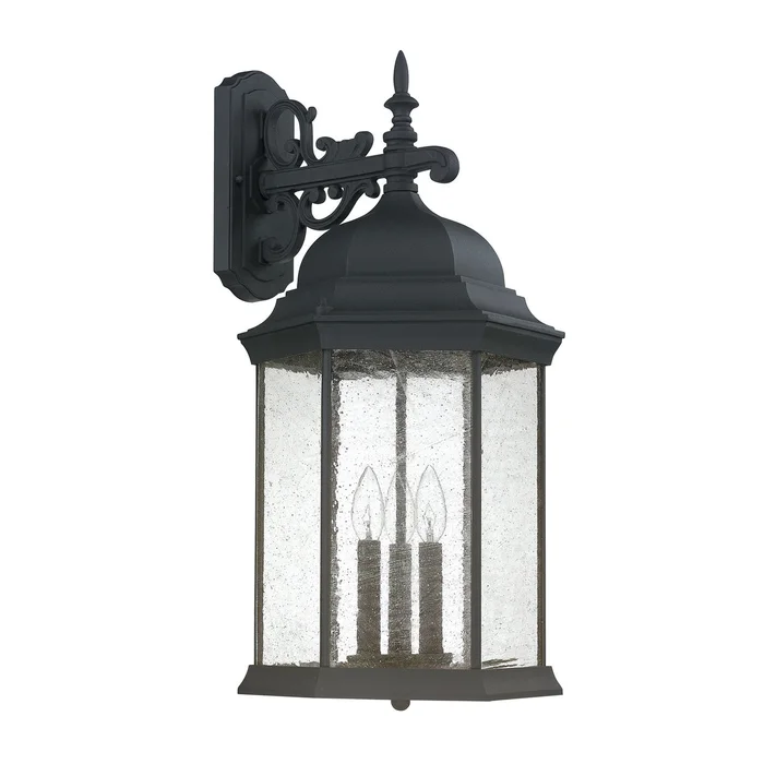 Capital Lighting 9838BK Main Street Three Light Outdoor Wall Lantern, Black
