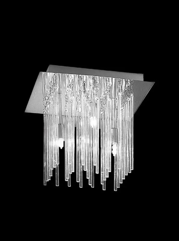 Carillon 4 Light Chrome with Glass Rods Flush Ceiling Light
