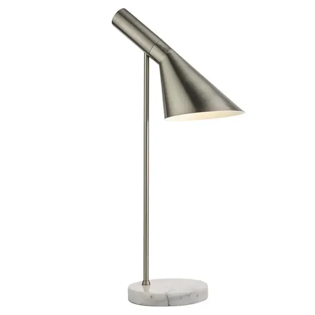Carlo Brushed Chrome with Grey Marble Base Table Lamp