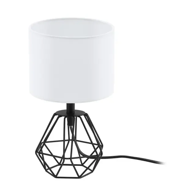 Carlton 2 Black with White Fabric Shade Table Lamp